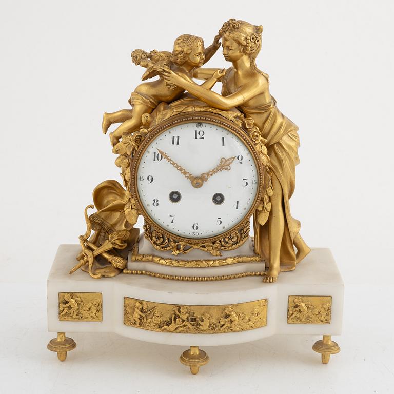 A Louis XVI-style mantle clock, circa 1900.