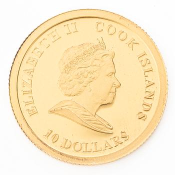 Gold coin, 10 dollars, Cook Islands, 2009.