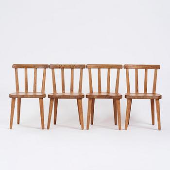 Axel Einar Hjorth, a set of four 'Utö' pine chairs, Nordiska Kompaniet, 1930s.