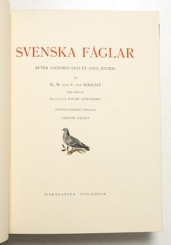 Bröderna von Wright, handkolorerade bibliofilupplagan av "Svenska fåglar", 3 band, Ivar Baarsen, Stockholm, 1925-29. Nummer 30/60.