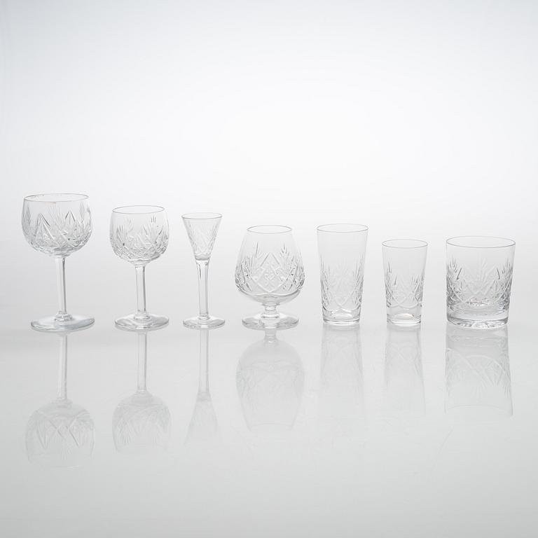 An 'Yrjö' crystal glassware set, 58 pieces, Riihimäen Lasi, Finland, latter half of the 20th century.