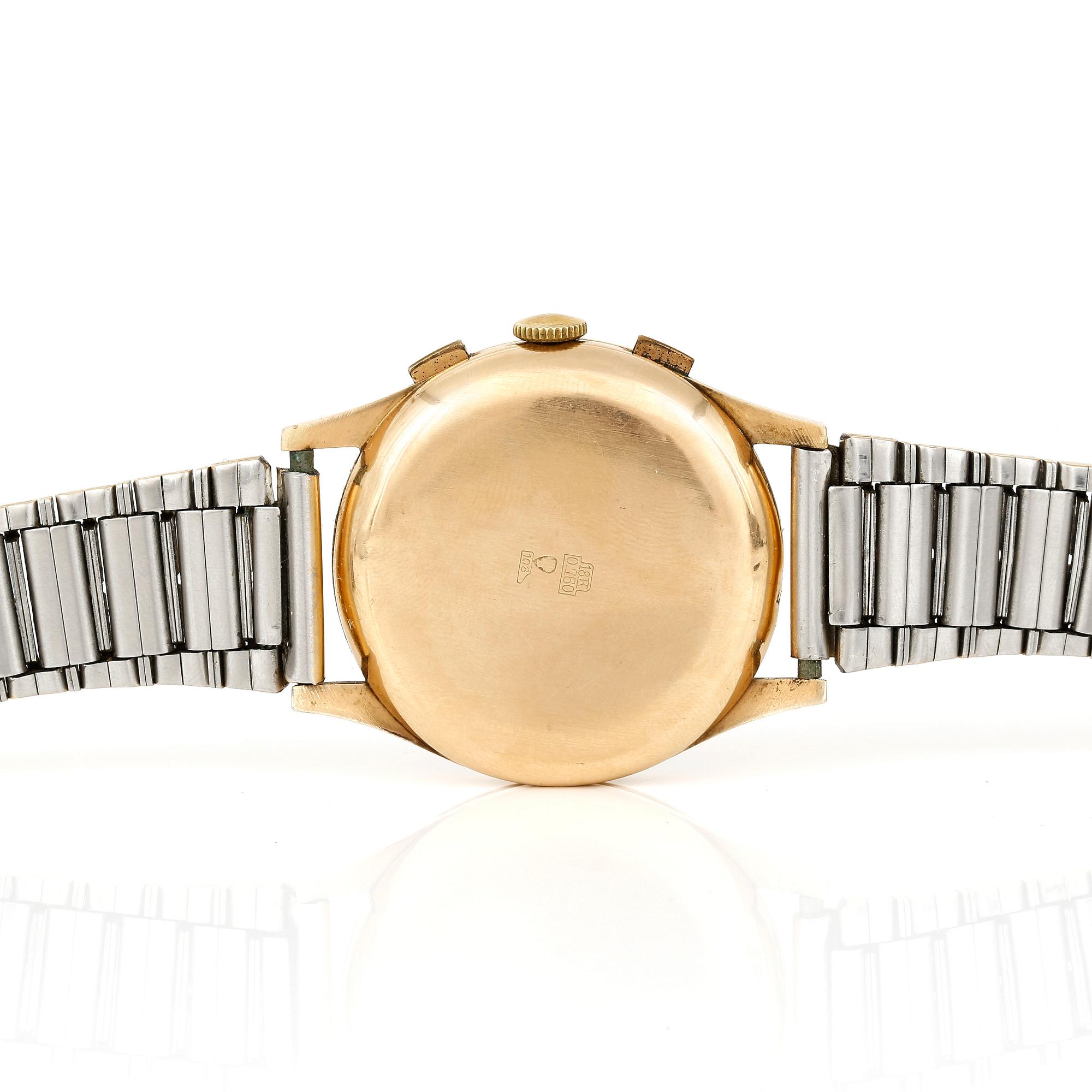 HERRARMBANDSUR, guld 18K, Docker, Chronographe, Schweiz, sannolikt 1960-tal.