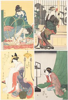 Four woodblock prints from a publication by "Tokyo Bijutsu Kankokai" (Tokyo Art Publishing Association" early 1900s.