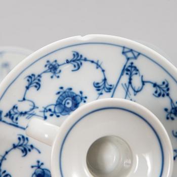 A 73-piece 'Blue Fluted Plain' porcelain tableware set, Copenhagen, Denmark, mostly 1940s-60s.
