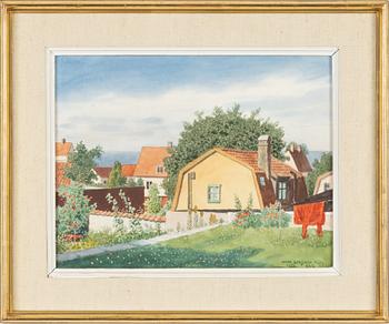 Oskar Bergman, watercolour, signed and dated Visby 20/9 1953.