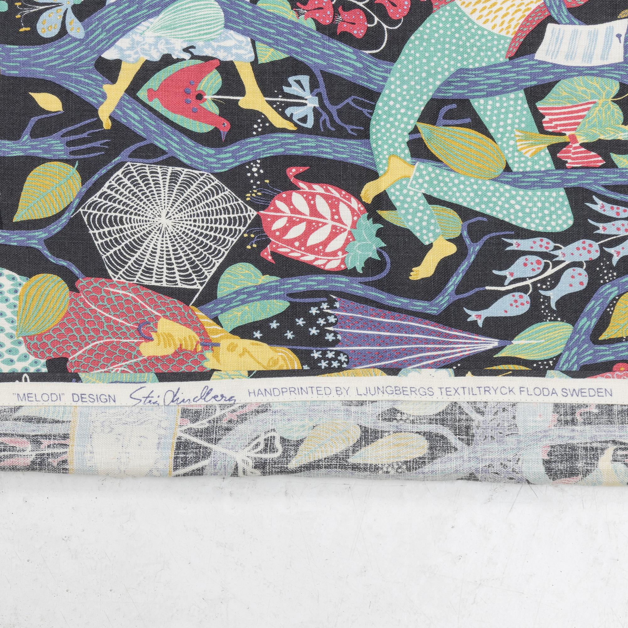 Stig Lindberg, a pair of curtains in the pattern "Melodi", Ljungbergs Textiltryck, Floda, Sweden.