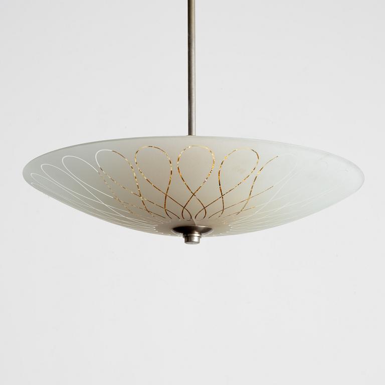 Fritz Kurz, taklampa, modell "KD 9711", Orrefors, 1940-tal.