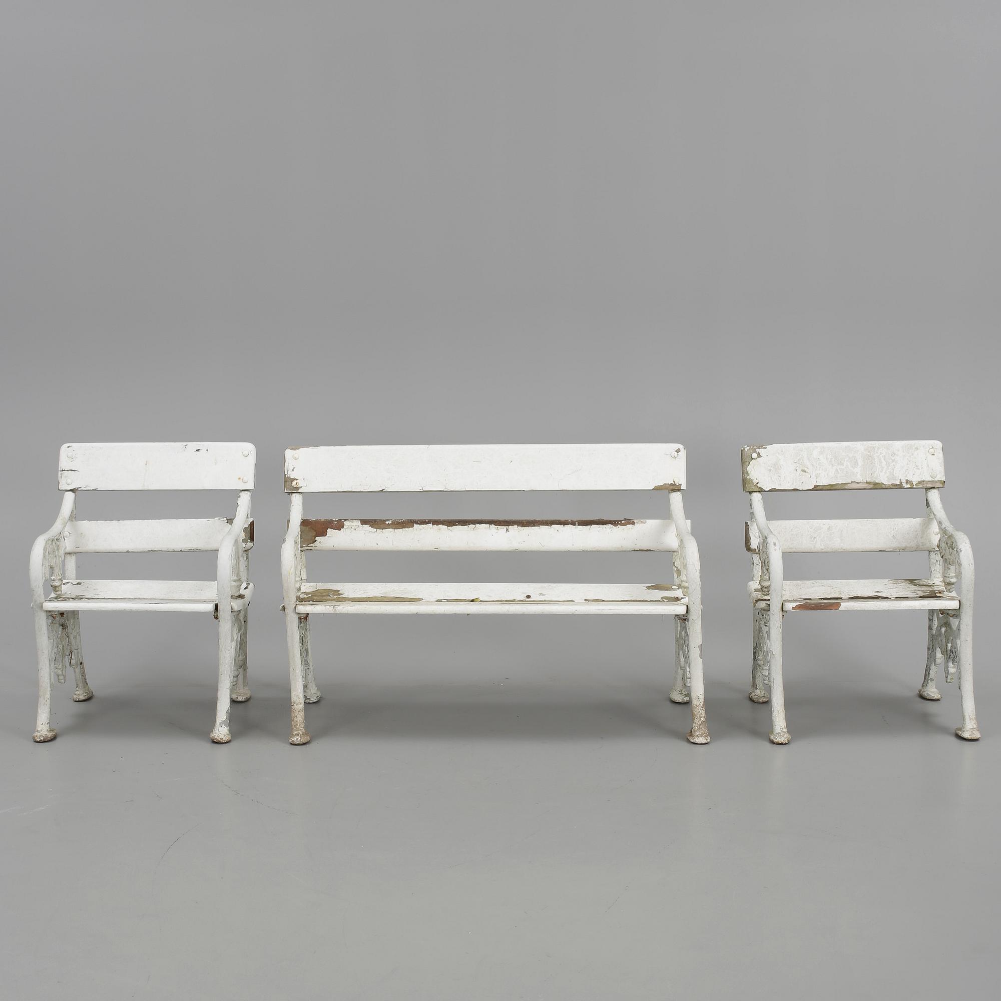 TRÄDGÅRDSGRUPP, 4 delar, aluminium, 1900-talets andra hälft.