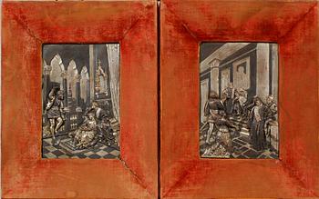 RELIEFER, 2 st, försilvrad och patinerad koppar, 1800-tal.