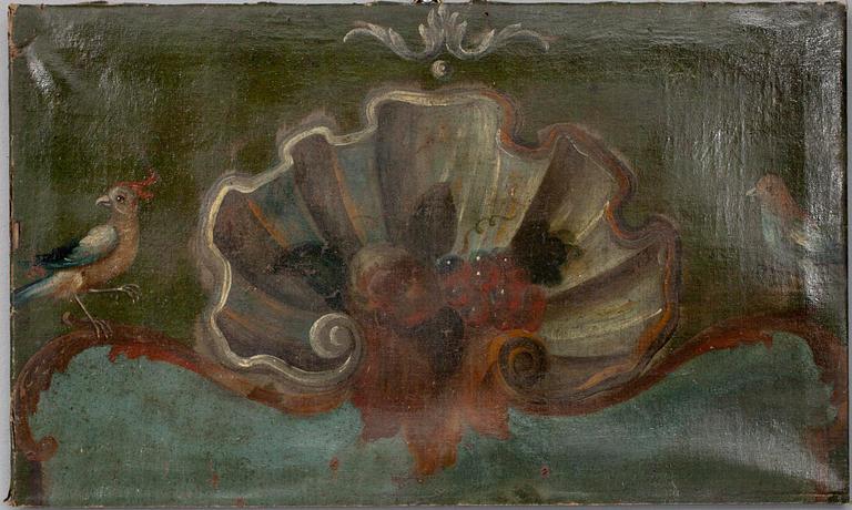 DÖRRÖVERSTYCKEN, 2 st, Johan Pasch (hans krets), olja på duk, ej sign.