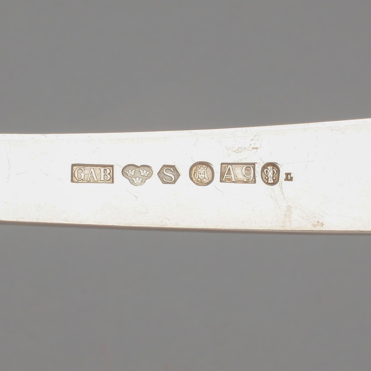 SKEDAR, 10 delar, silver, "Rosenholm", GAB, Stockholm, omkring 1960. Totalvikt ca 465 g.