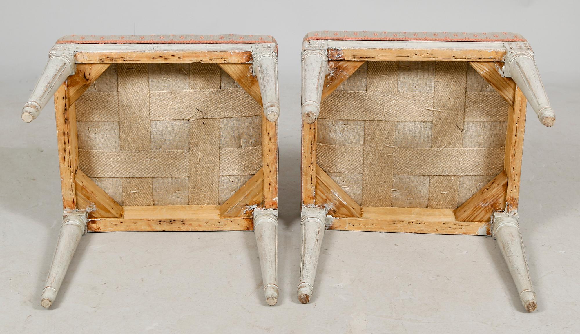 TABURETTER, 1 par, gustavianska, 1700-/1800-tal.