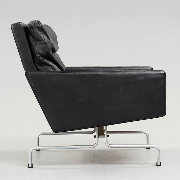 Poul Kjaerholm, a "PK31" black leather easy chair, edition E Kold Christensen, Denmark, 1960's.