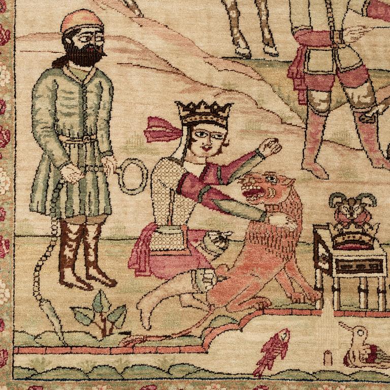 MATTO, an antique Kerman Laver figural, ca 212,5 x 141,5 cm.