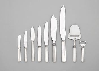 A set of 157 pcs of Sigvard Bernadotte sterling flatware by Georg Jensen, Copenhagen 1933-77.