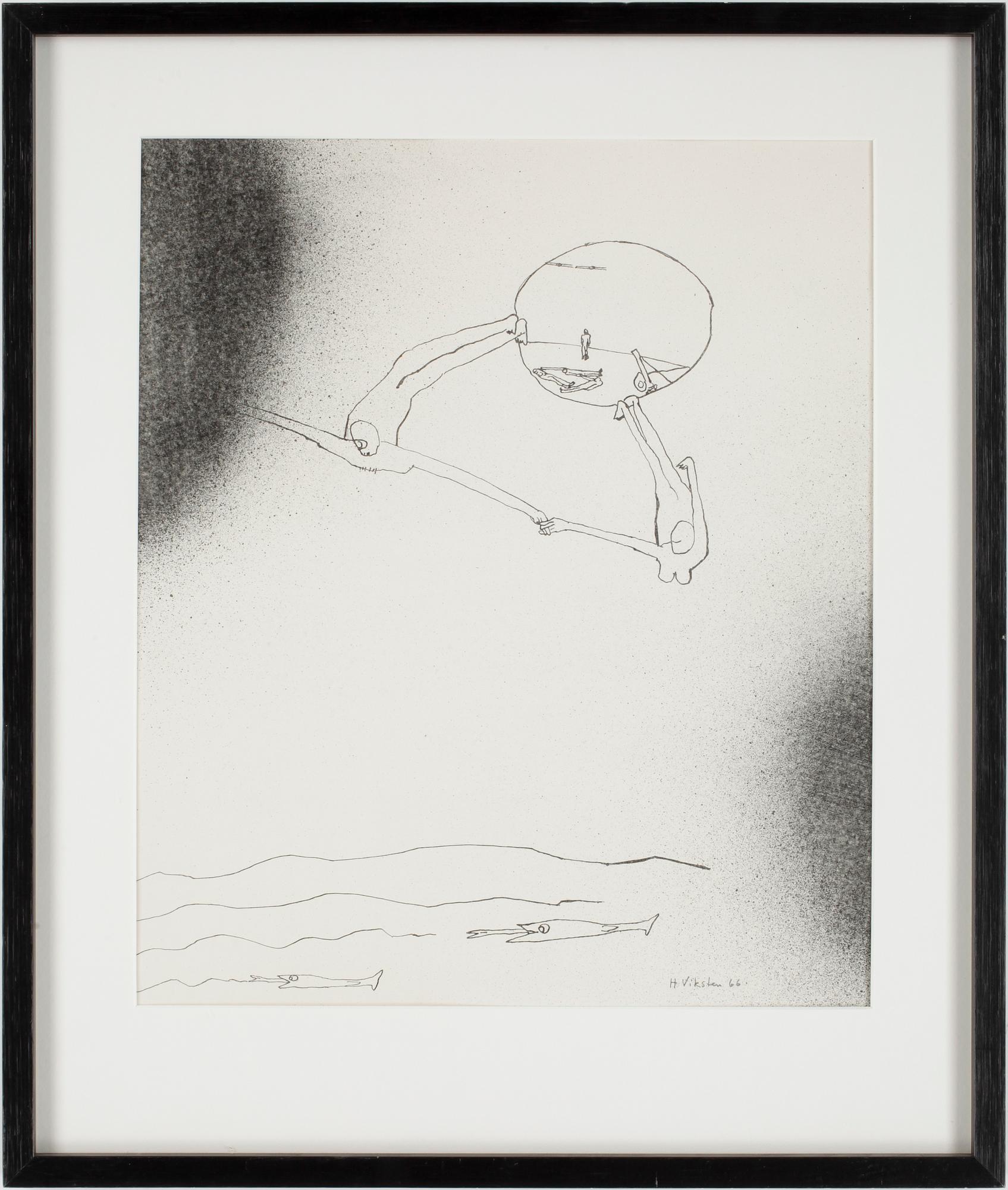 HANS VIKSTEN, tuschteckning, sign o dat 66.