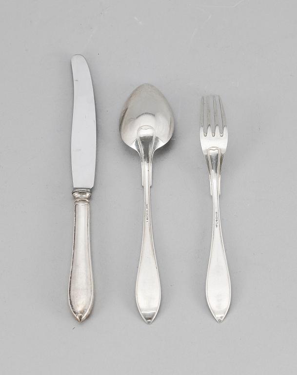 BESTICK, 18 st, silver, "Svensk spets", C.G. Hallberg, 1924-1939. Ca 718 gr.