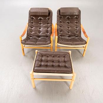 Bror Boije, a set of two armchairs and one footrest "Junker" for DUX from the second half of the 20th century.