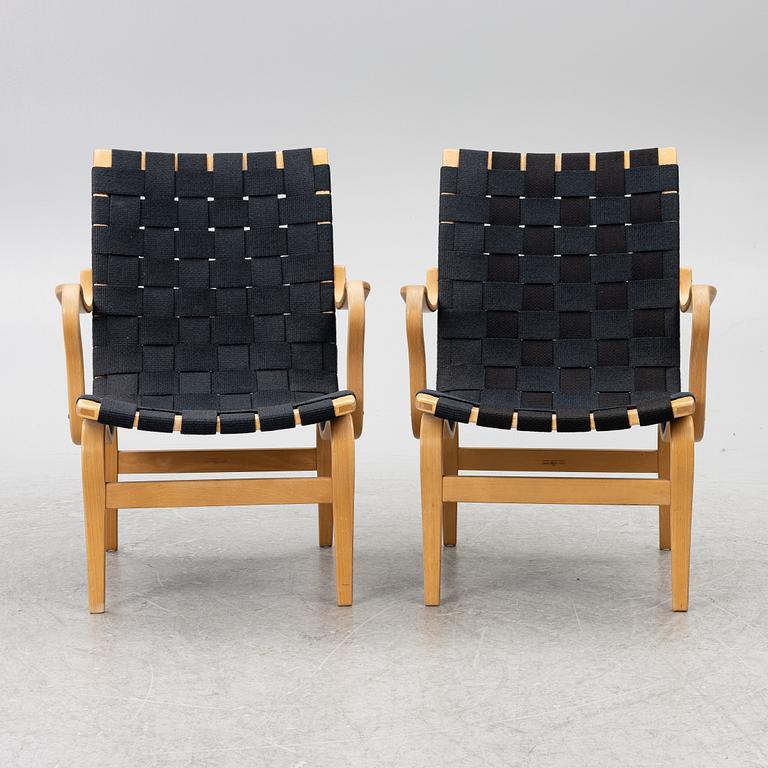 Bruno Mathsson, fåtöljer, ett par, "Eva", Firma Karl Mathsson, Värnamo, 1976.