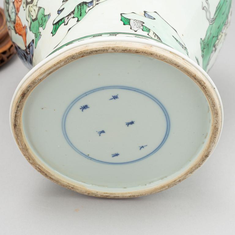 A Chinese famille verte Kangxi style vase, 20th Century.