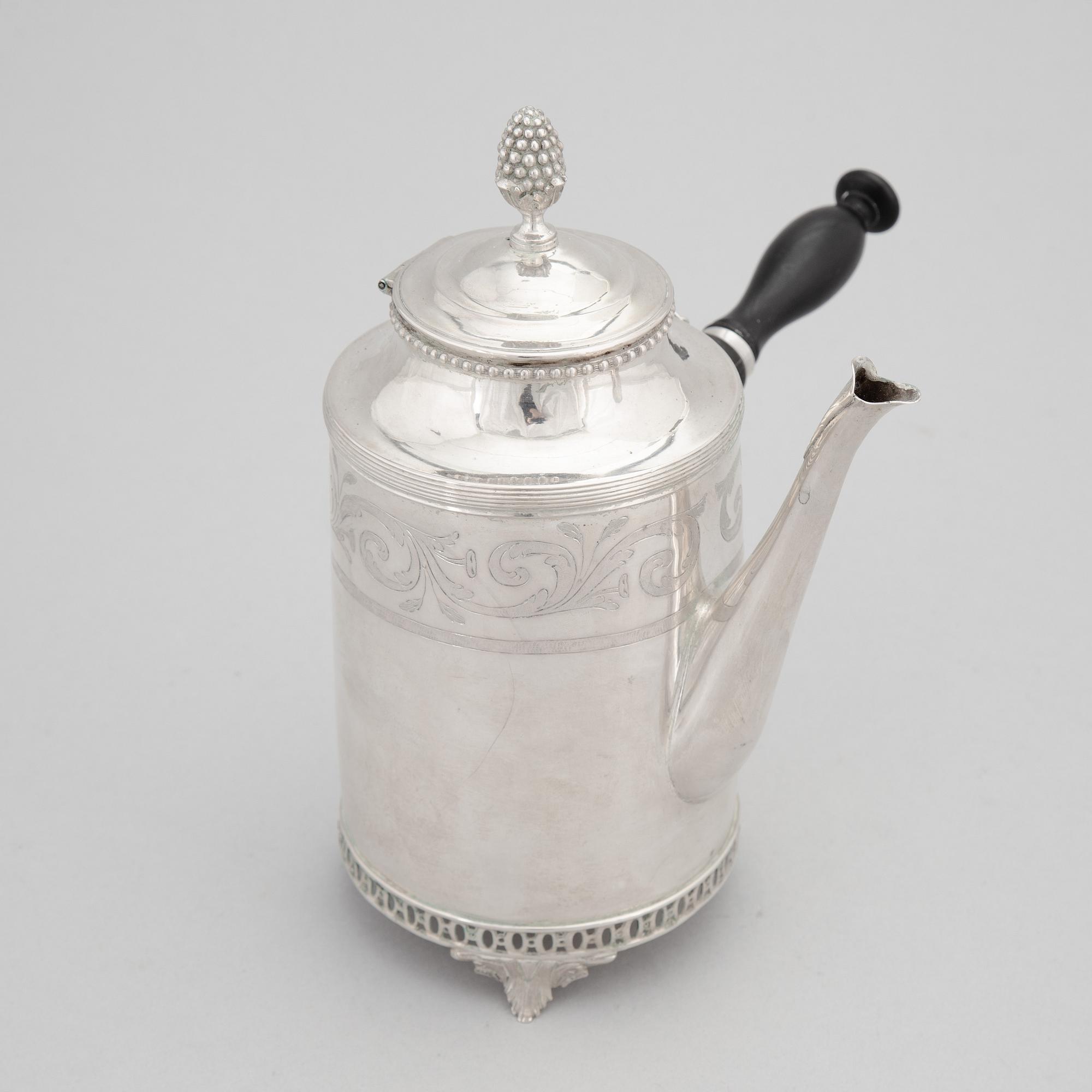 A Swedish Late Gustavian Silver Coffee Pot, mark of Olof Hellbom, Stockholm 1798.