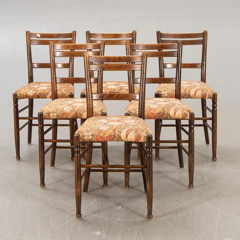 A set of six early 1900s chairs.