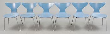 STOLAR, 6 stycken, "Liljan", Arne Jacobsen, 1970-tal.