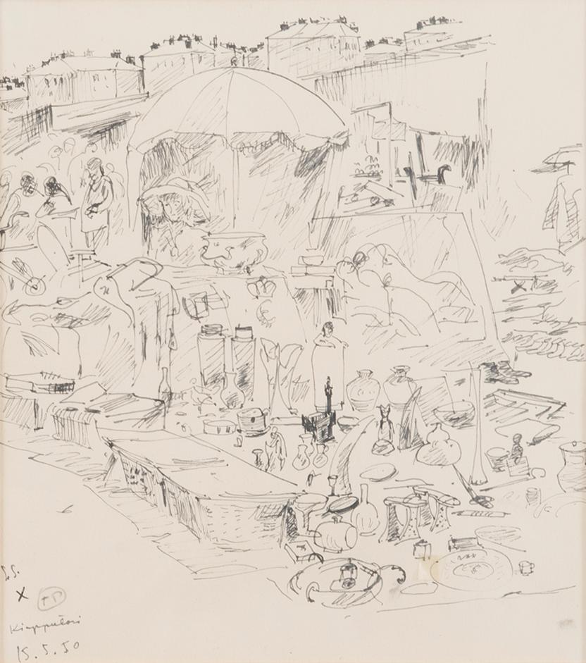 TUULIKKI PIETILÄ, teckningar, 4 st, signerade och daterade 15.5. 1950.