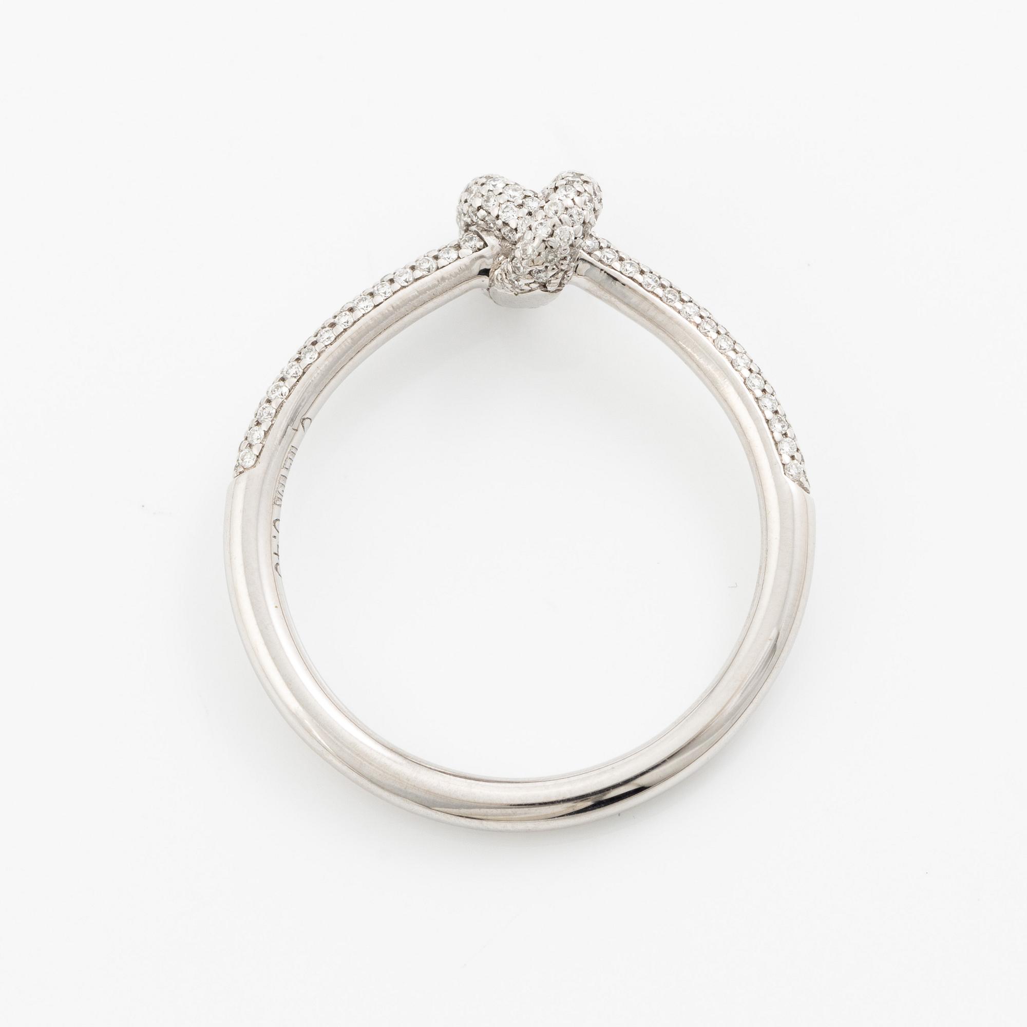"Engelbert," Legacy Knot Ring Mini Pavé", 18K white gold with brilliant-cut diamonds.