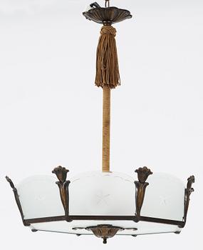 TAKLAMPA, glas, 1930-40-tal. H 50.