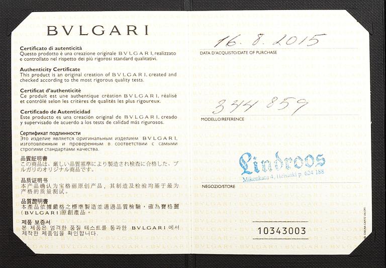 BULGARI, KORVAKORUPARI "Parentesi", 18K kultaa, vihreitä kvartseja, ametisteja, timantteja n. 0.30 ct yht.