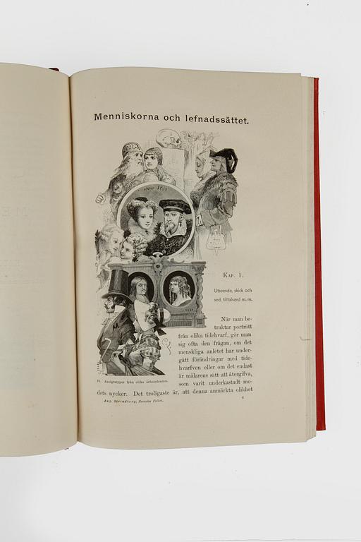 BOK, 2 vol, "Svenska folket" I-II, av August Strindberg, Stockholm 1882.