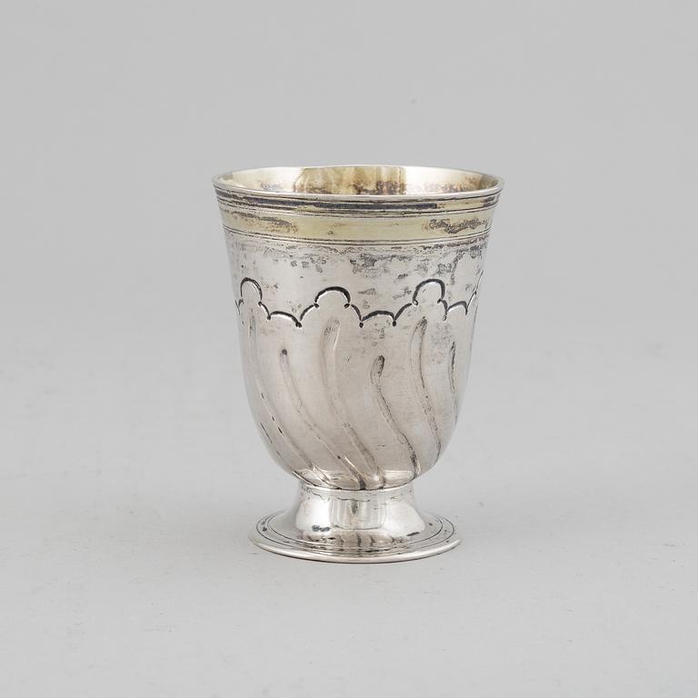 An Austrian 18th century parcel-gilt silver beaker, unidentified makers mark, Vienna 1763.