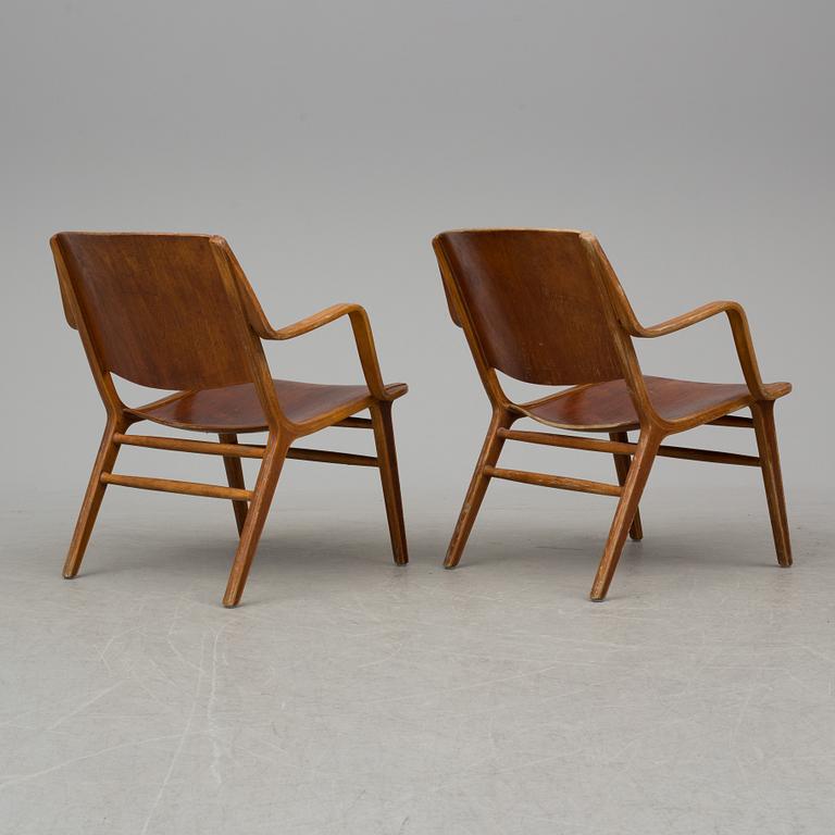 A pair of "Ax-chairs" by PETER HVIDT & ORLA MØLGAARD NIELSEN, Fritz Hansen, Denmark, 1950-60s.