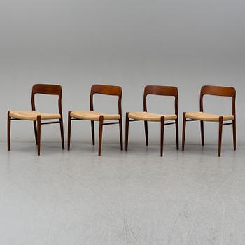 NIELS OLE MØLLER, a set of 4 1950's-/60's teak chairs.