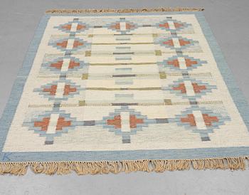 Karin Jönsson, possibly, a flat weave carpe, ca 249 x 173 cm, signed JK.