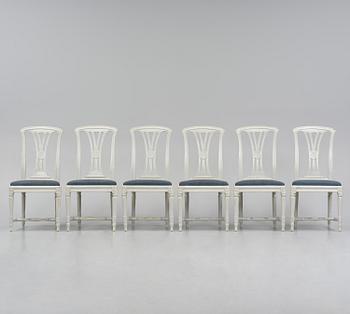 A set of six Gustavian chairs, Stockholm, late 18th century.