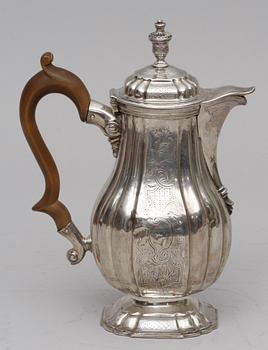 KAFFEKANNA, silver, rokokostil.