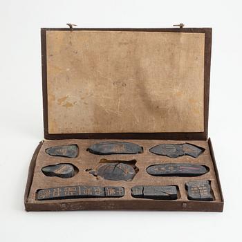 Album with 9 pcs Chinese inkstones, 20th century.