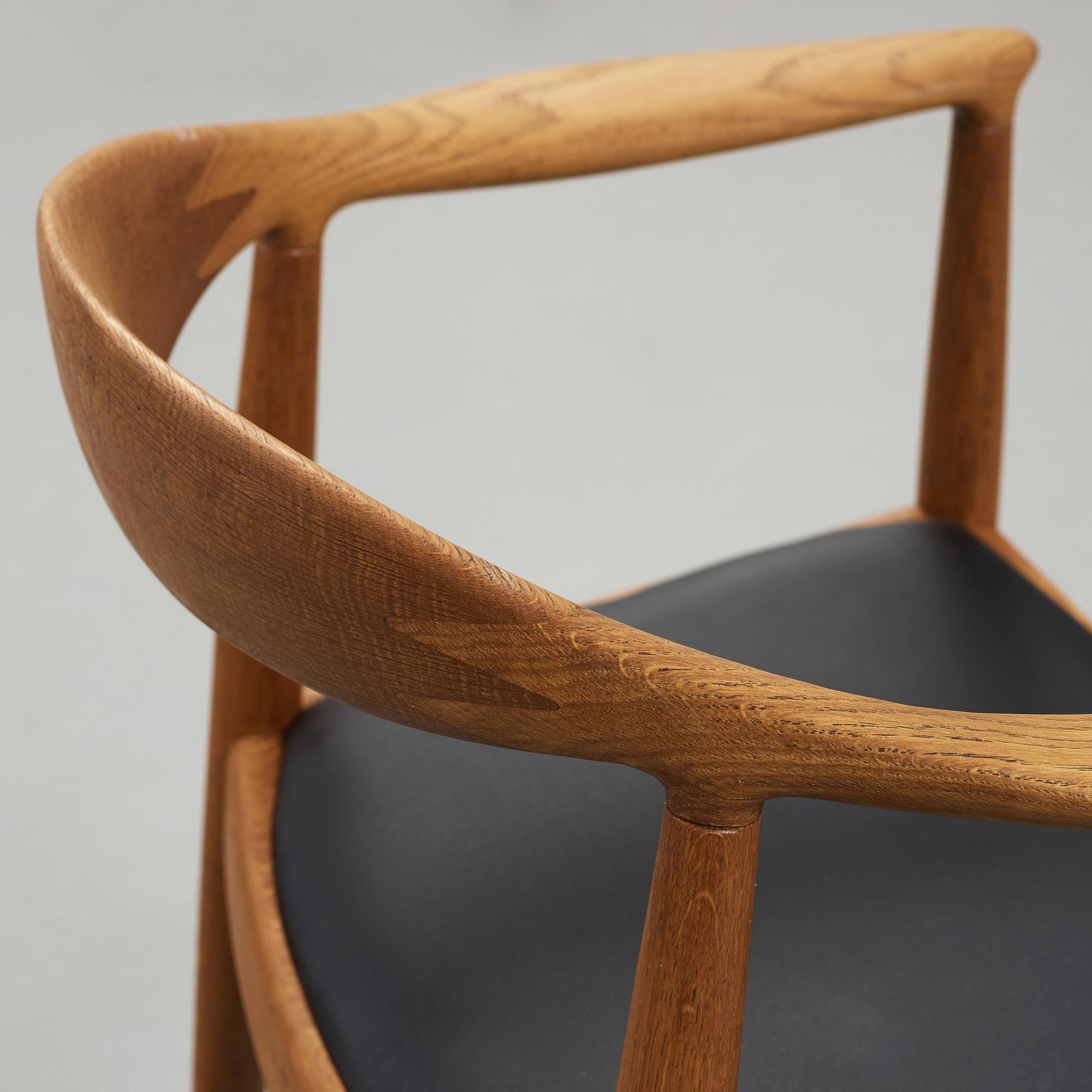 A set of six Hans J Wegner oak 'The Chair', Johannes Hansen, Denmark.
