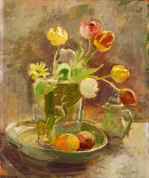 808. Esther Kjerner, Tulips in a vase.
