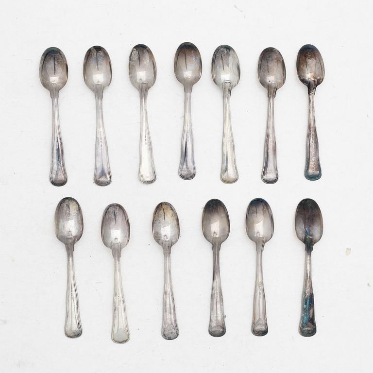 Twelve silver coffee spoons, Mema and Cohr, 1980s.