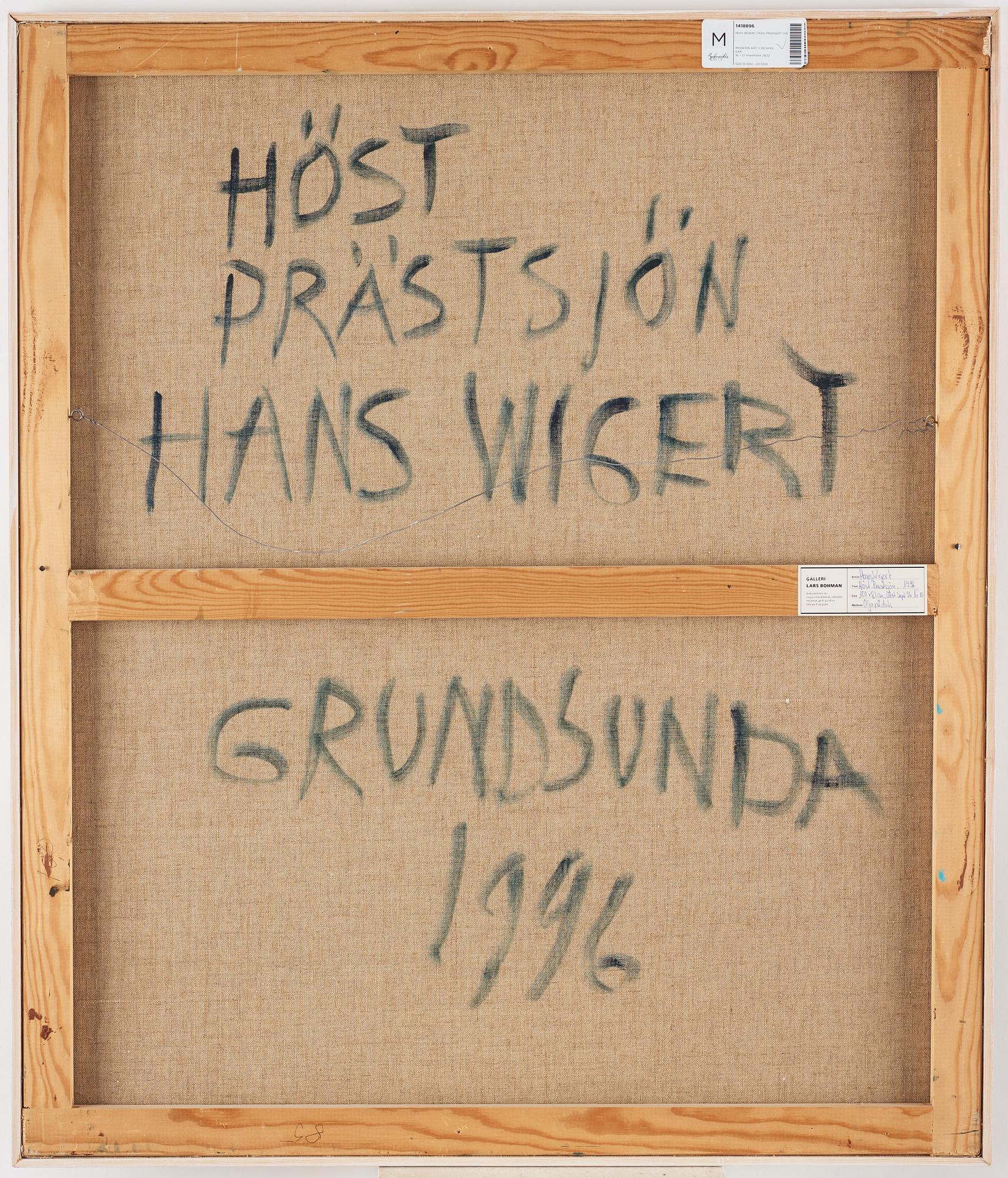 Hans Wigert, "Höst, Prästsjön".