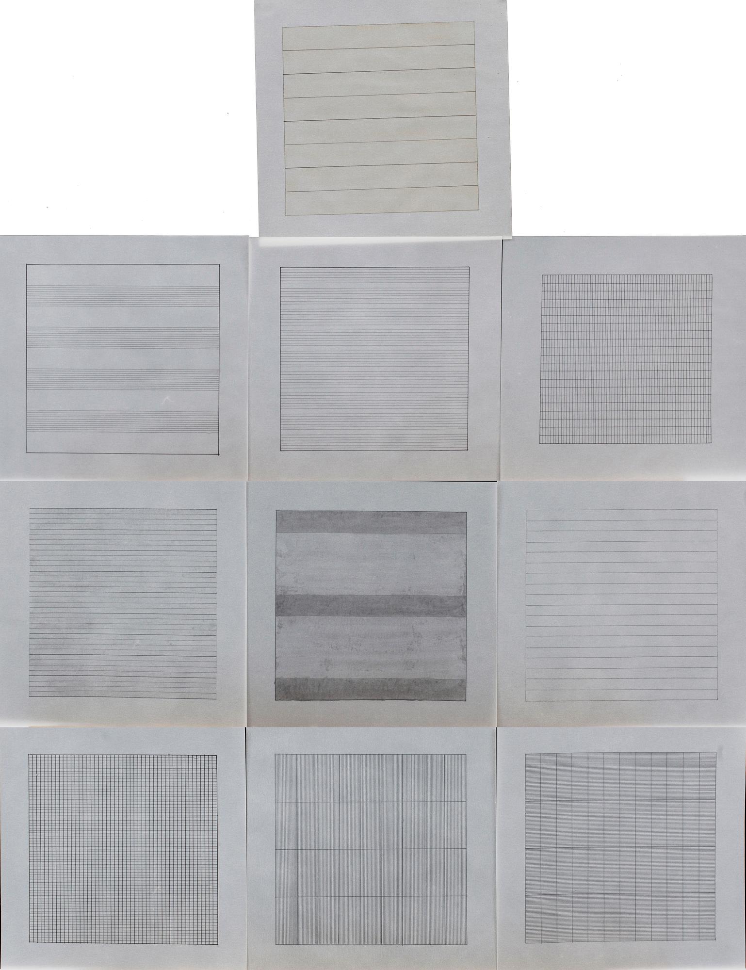 AGNES MARTIN. Paintings and drawings : Stedelijk Museum Portfolio (10 lithographs). 1990.