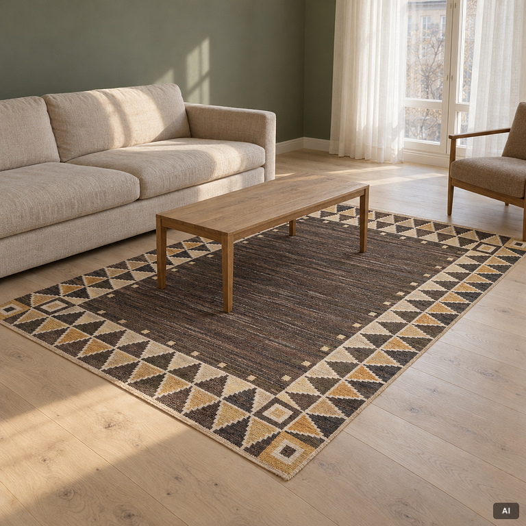 A flat weave rug, c. 245 x 185 cm.