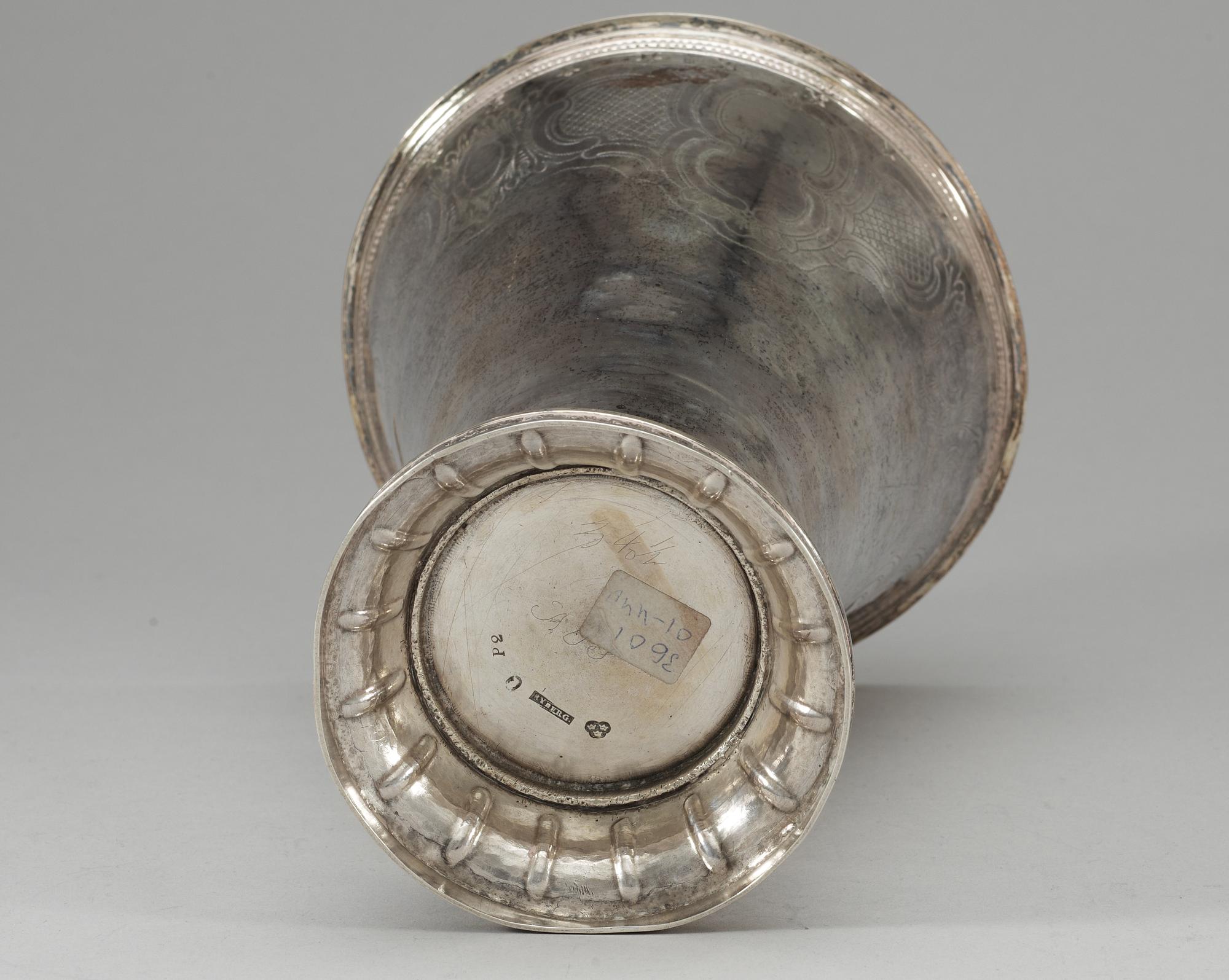 BÄGARE, silver. Simson Ryberg, Stockholm 1797. Vikt 456 gram.