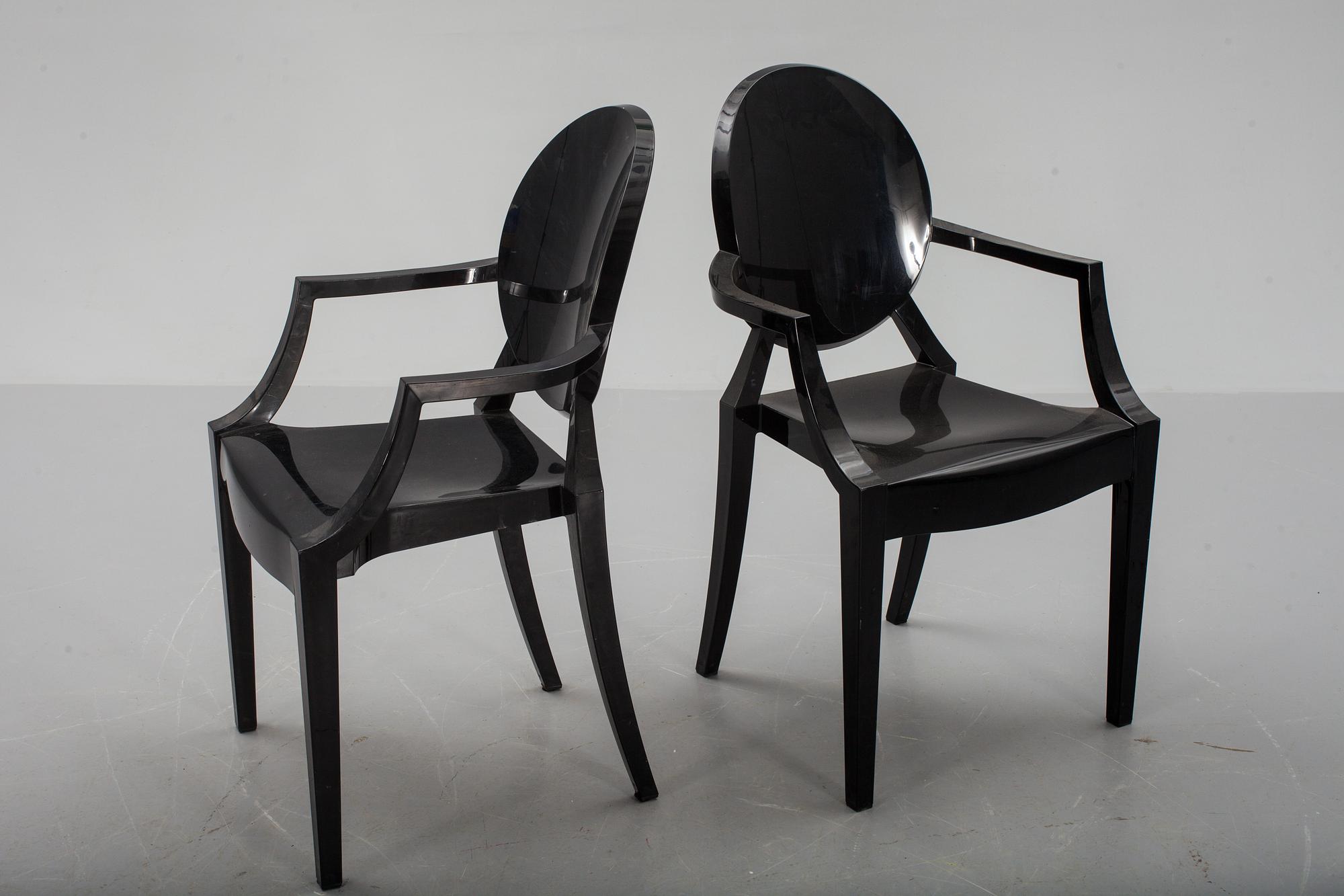 KARMSTOLAR, ett par, "Louis Ghost", Philippe Starck för Kartell.