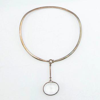 Vivianna Torun Bülow-Hübe, necklace, silver, with two pendants in rock crystal and onyx, by Georg Jensen.