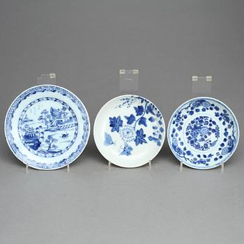 TALLRIKAR, 3 st, porslin, Kina, 1700-tal.