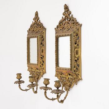 A pair of metal mirror sconces, first half of the 20th century.